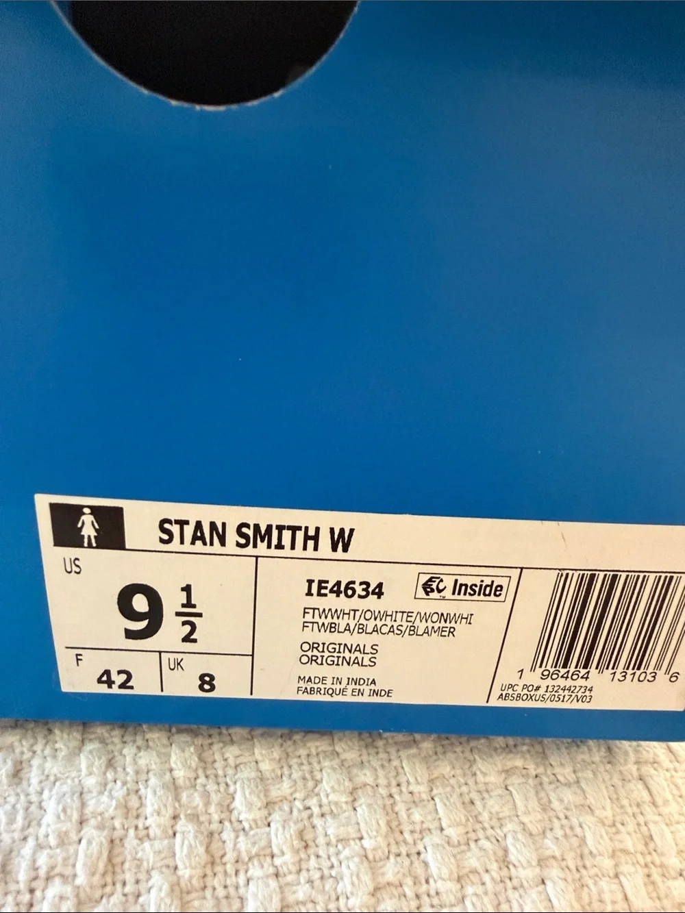 adidas Stan Smith White Leather Sneakers with Leopard Heel Accent